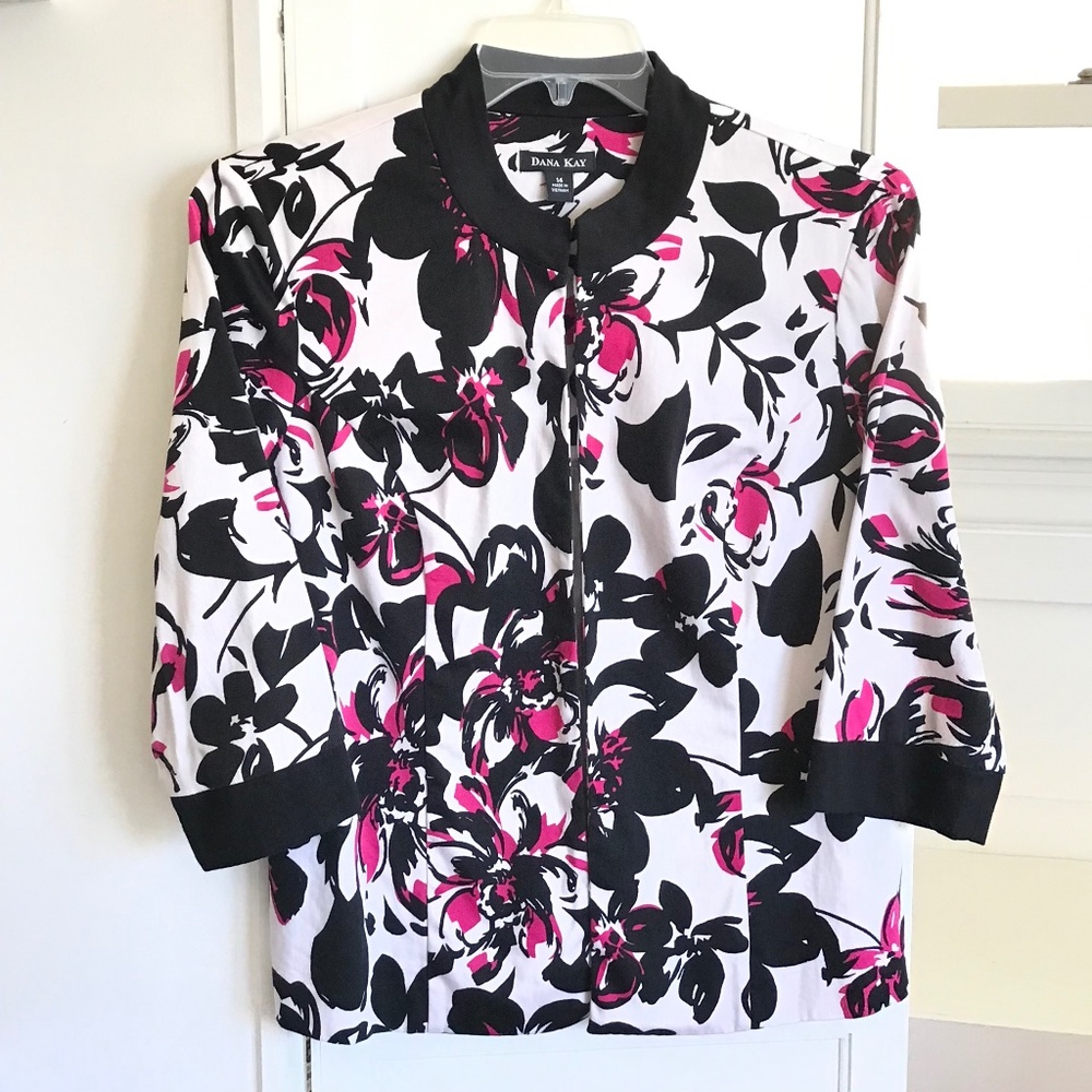 DANA KAY Cotton Floral Open Front Top Women’s Plus Size 14 - XL